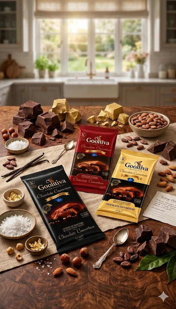 Barlo couverture chocolate packages with cocoa ingredients