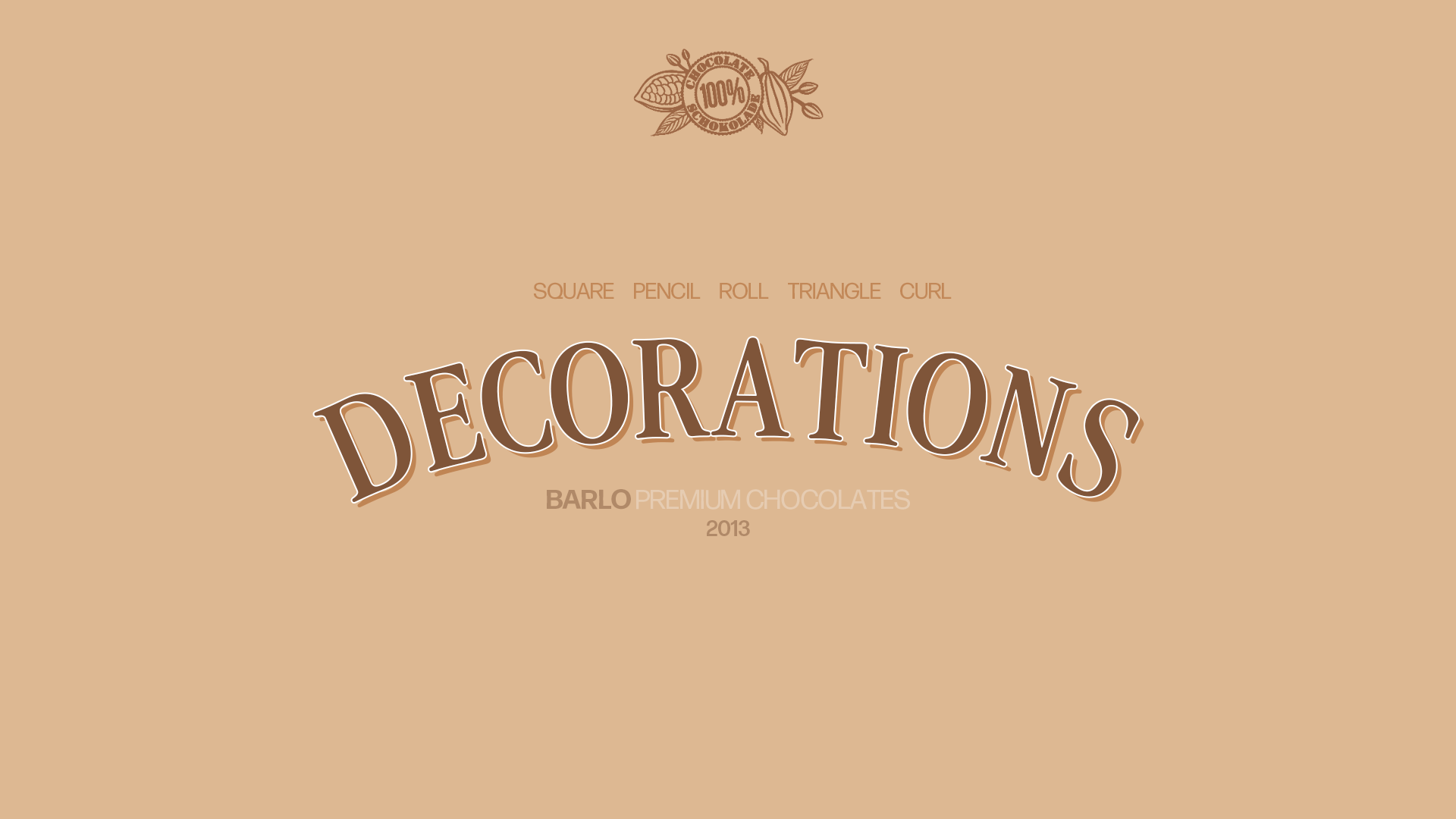 Chocolate decoration artwork on beige background