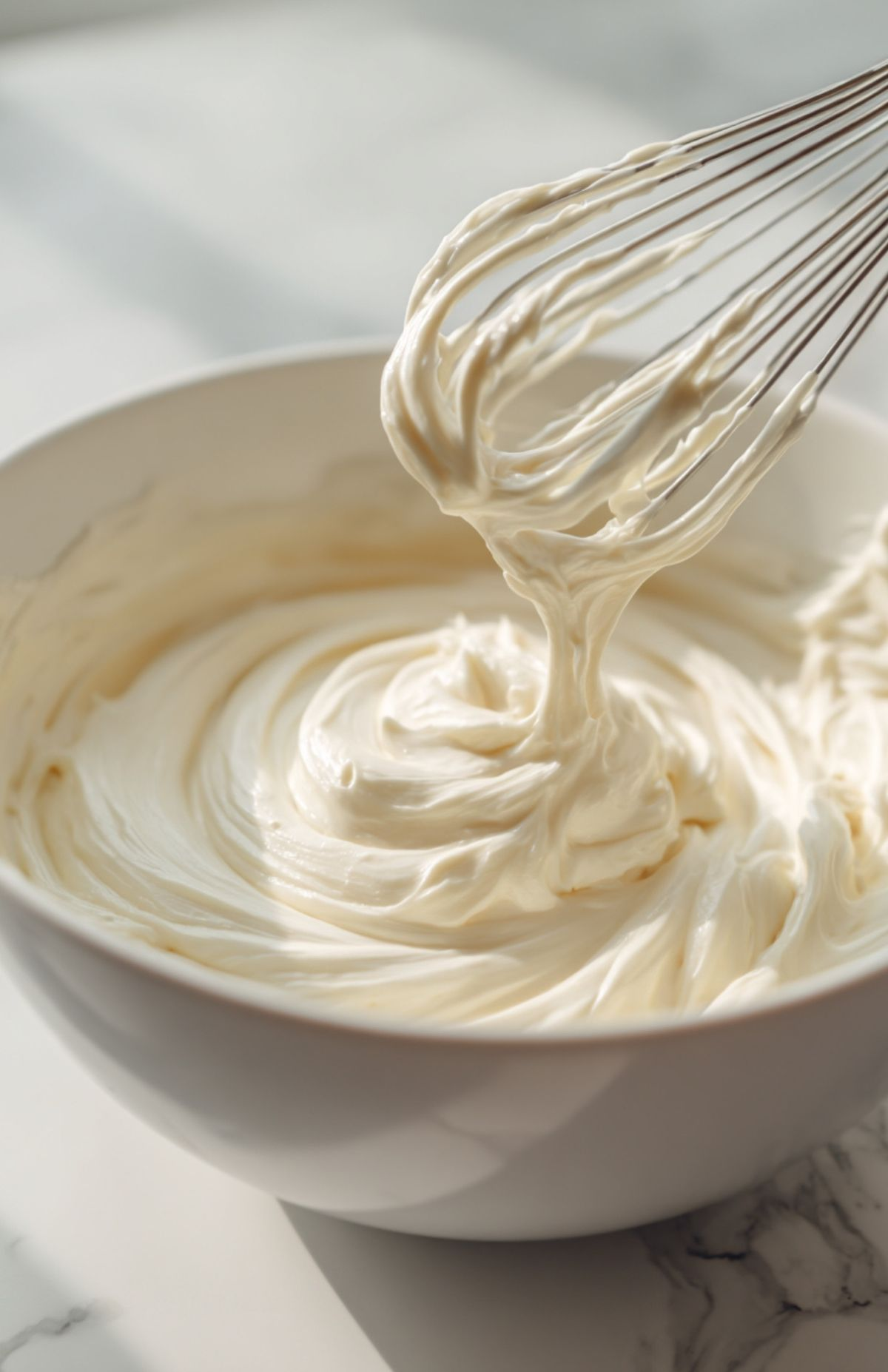 Whipped cream texture close-up